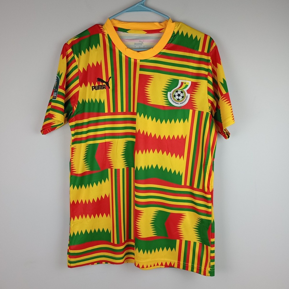 Puma Mens L Yellow Red Green Ghana Africa Soccer Jersey Football Shirt